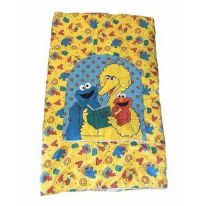 Vtg Sesame Street Bedtime Stories Sleeping Bag‎ Toddler Blanket